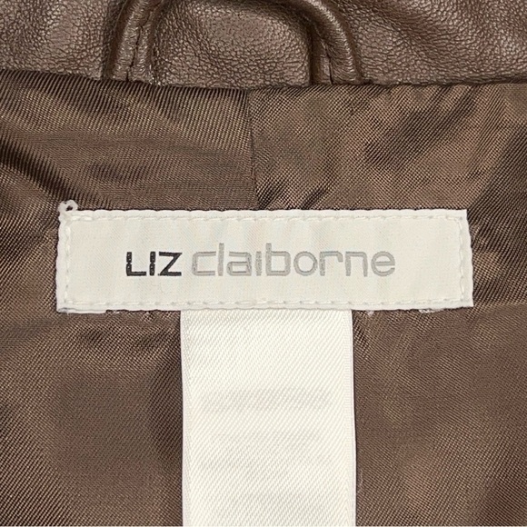 SMALL VINTAGE 90s LAMBSKIN LEATHER JACKET LIZ CLAIBORNE BUTTON CLOSURE - Picture 10 of 12